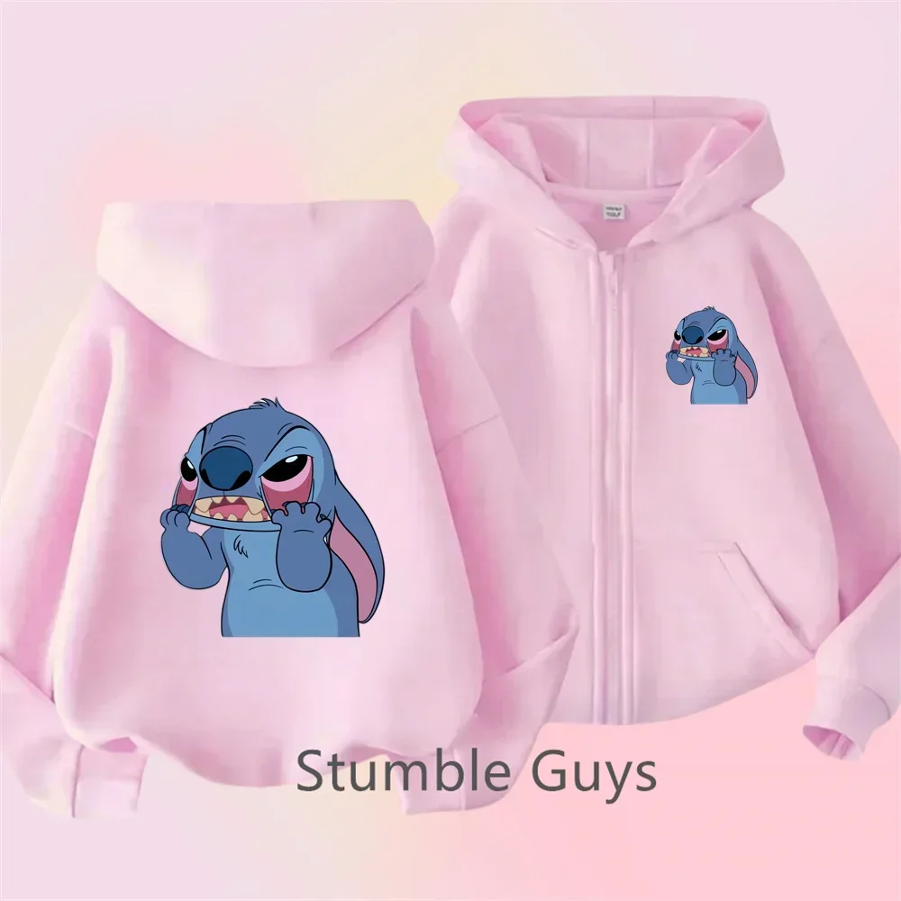 

Hoodie Fall Zipper Kids Clothing Girls Clothing Baby Disney Cute Stitch Cardigan Coat Boys Casual Top Kawaii