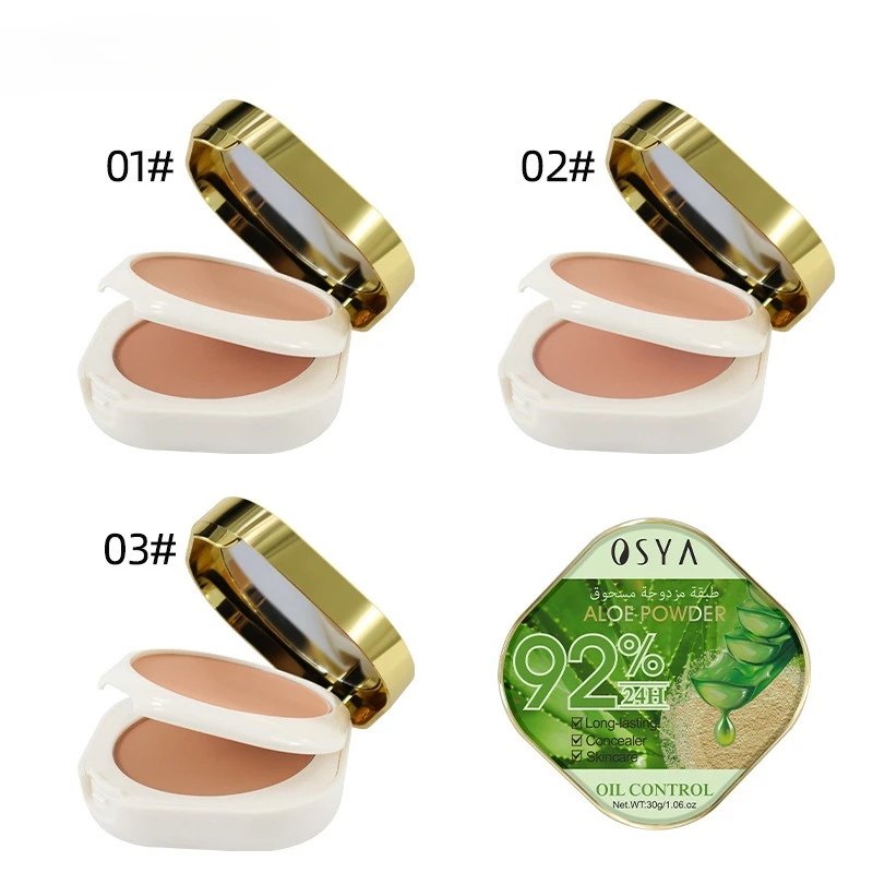 

Aloe Vera Powder with Mirror Setting Finishing Powder Long Lasting Oil Control Waterproof Sweatproof No Cakey All Day Wear