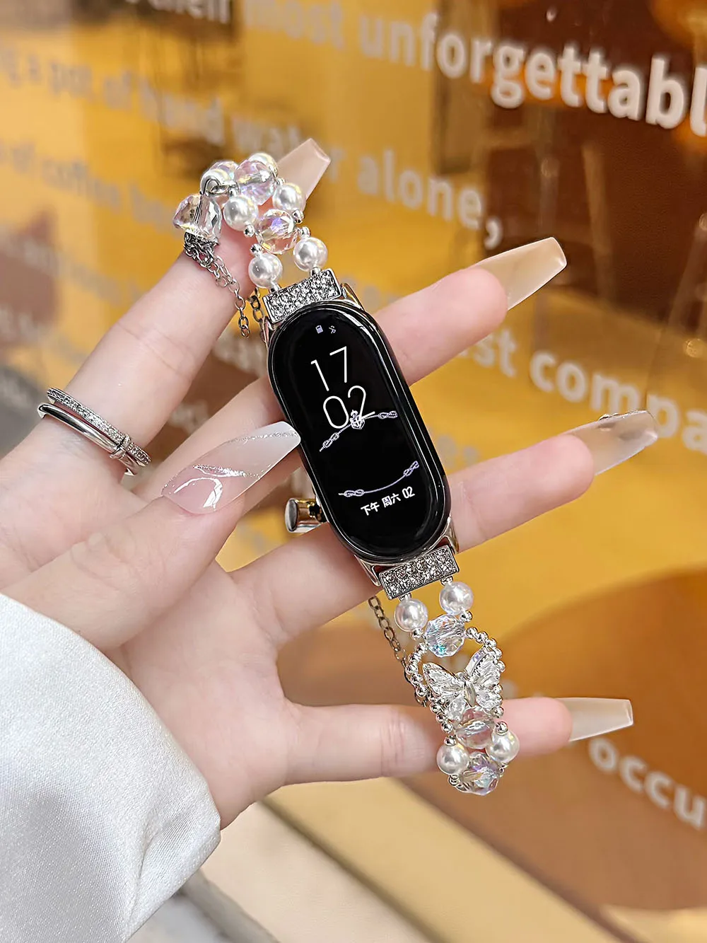 Faixa brilhante para xiaomi smart band 8/9/10 pulseira feminina elegante com pulseira de metal de cristal brilhante para mi band 10/9/8
