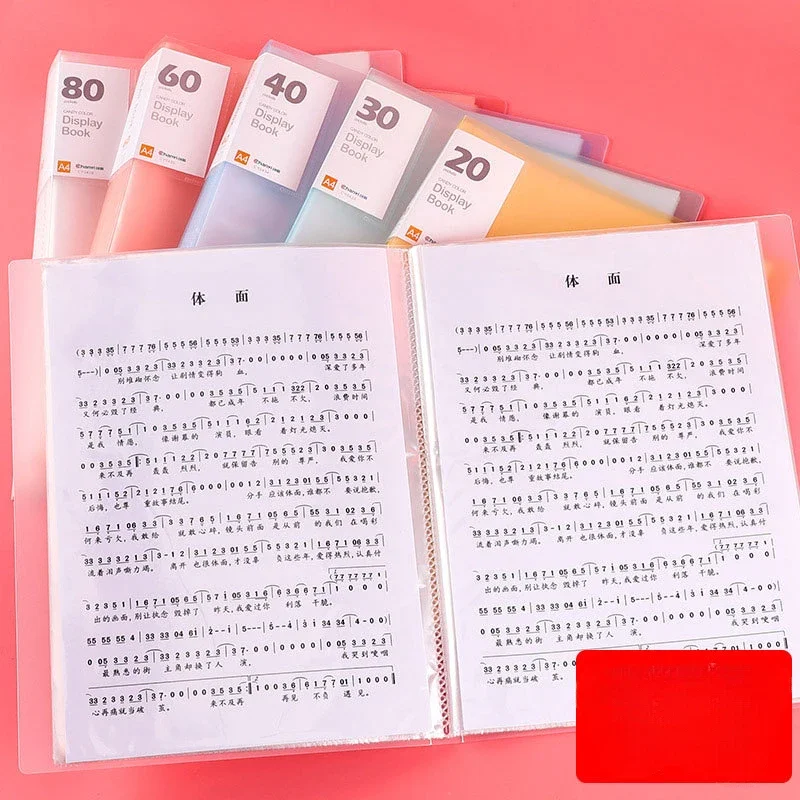 20 Pages Data Book Transparent Plastic Pp Test Paper Organizer Book Sheet Music Folder A4 Insert Folder File Folder