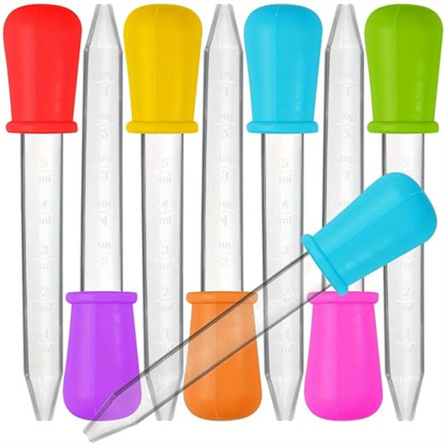 8pcs Silicone And Plastic Liquid Droppers with Bulb Tip Eyedropper for Candy Oil Kitchen Gummy Maker Transfer Pipettes