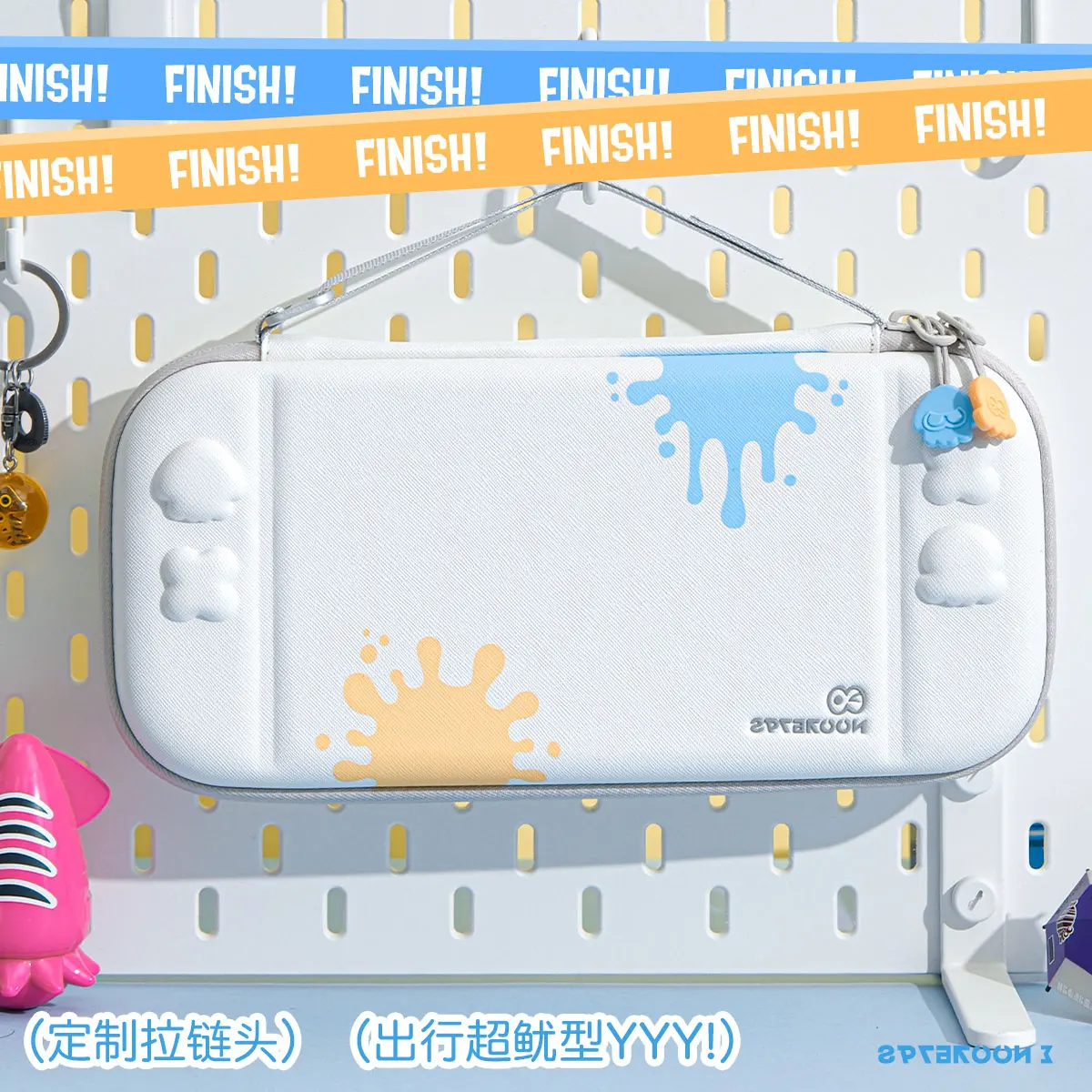 حقيبة تخزين ألعاب Switch2 الأصلية، تخصيص جرافيتي كرتوني بسيط، حقيبة محمولة مضادة للسقوط باللون الأبيض النقي، محيط الرسوم المتحركة #4