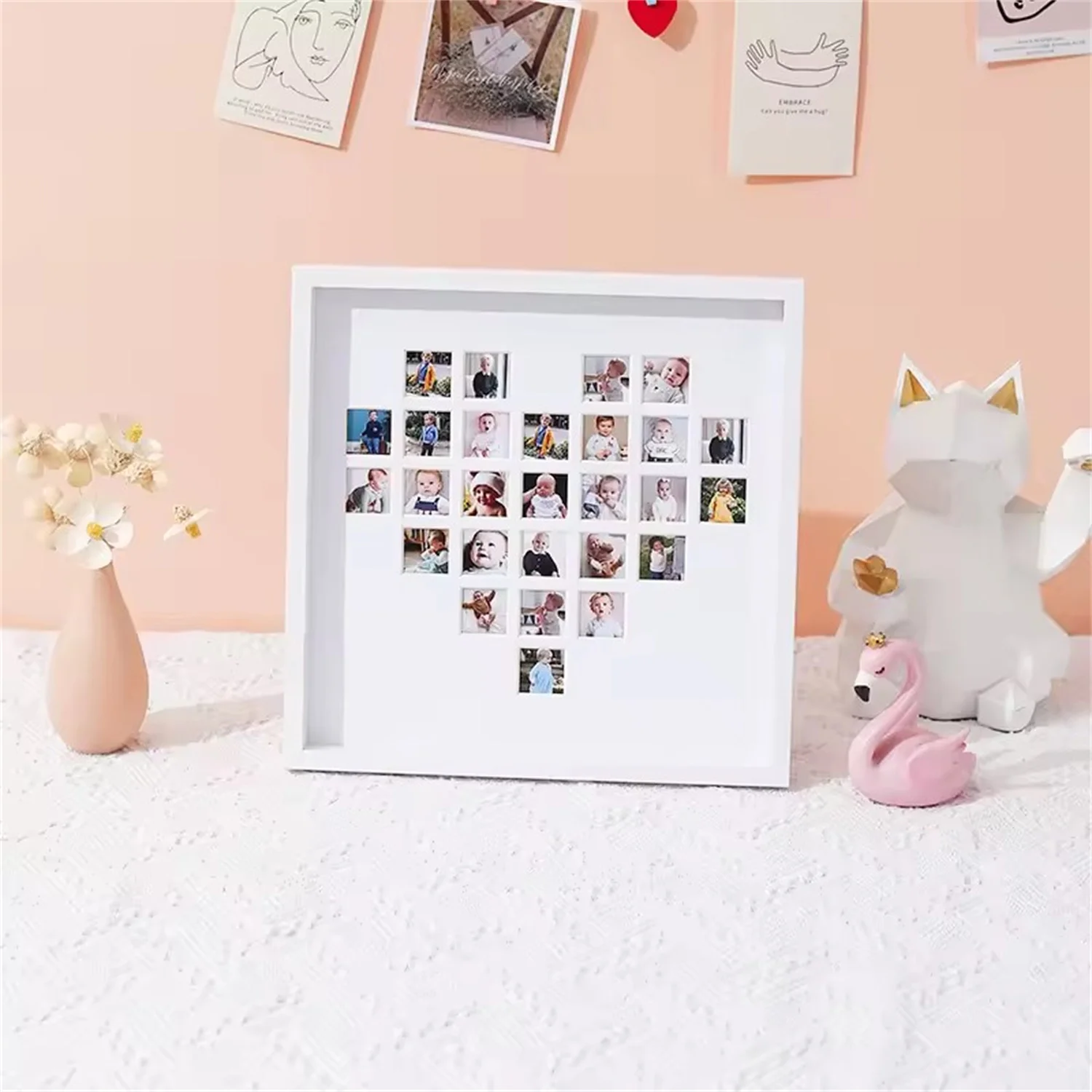 

Personalized Valentines Day Collage Photo Frame Heart Gift for Boyfriend Year Anniversary Gift Baby Love Milestone Picture Frame