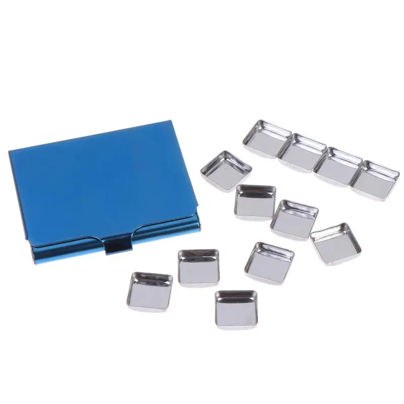 Small Magnetic Portable Watercolor Box 12 Grid 0.5ml Stainless Steel Pigment Tray Pallete Student Travel Painting Art Supplies