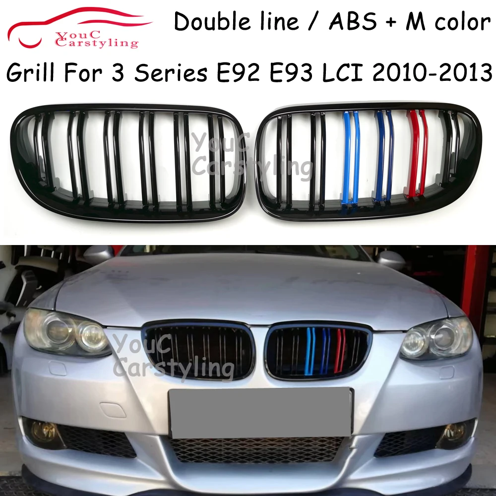 

E92 Dual-slat Replacement ABS Grille For BMW E93 LCI 2010- 2013 320i 323i 325i Front Bumper Kidney Grill Mesh