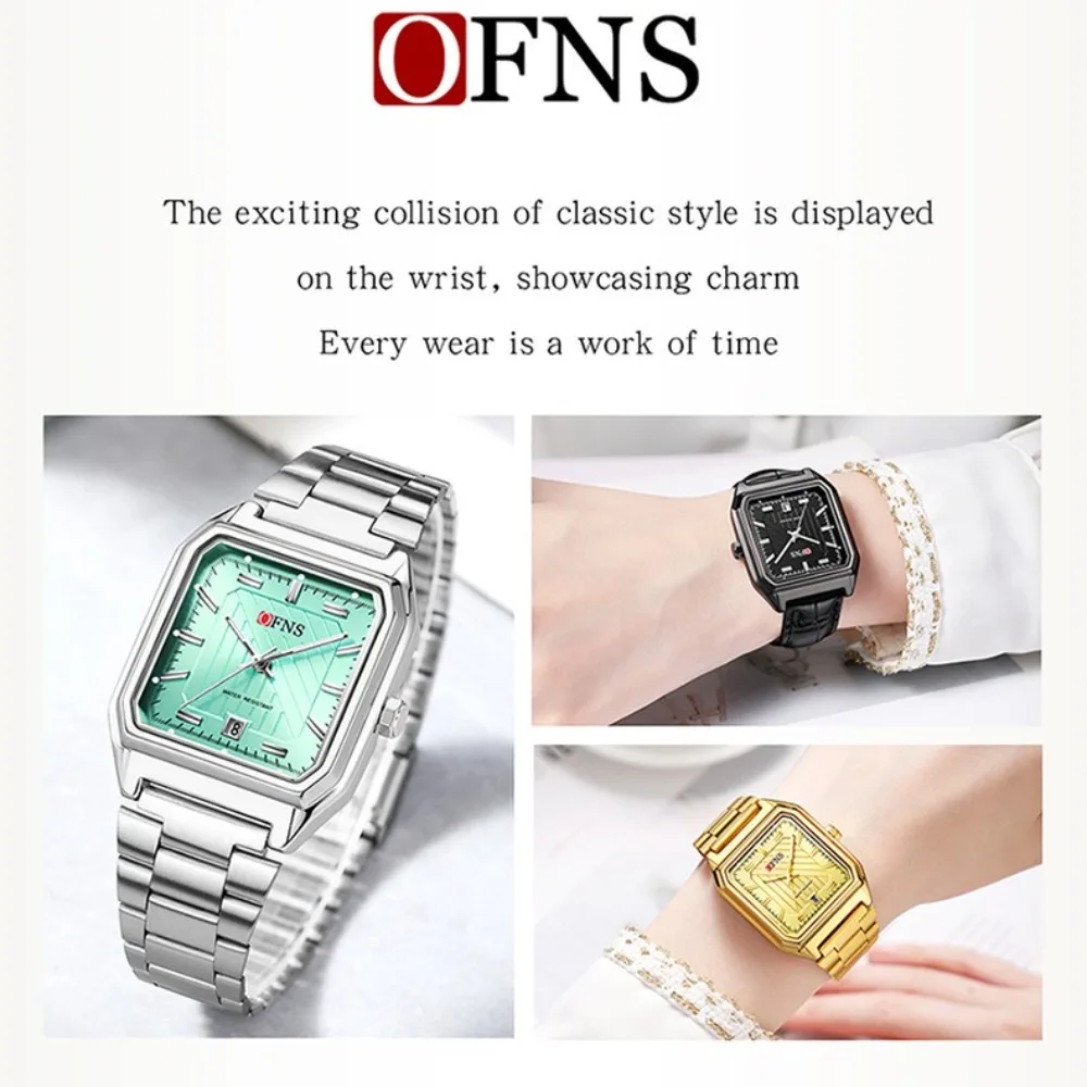 OFNS 1623 Fashion Simple Steel Strip Quartz Women's Watch Waterproof Calendar Exquisite Watches for Women Relogio Feminino Часы