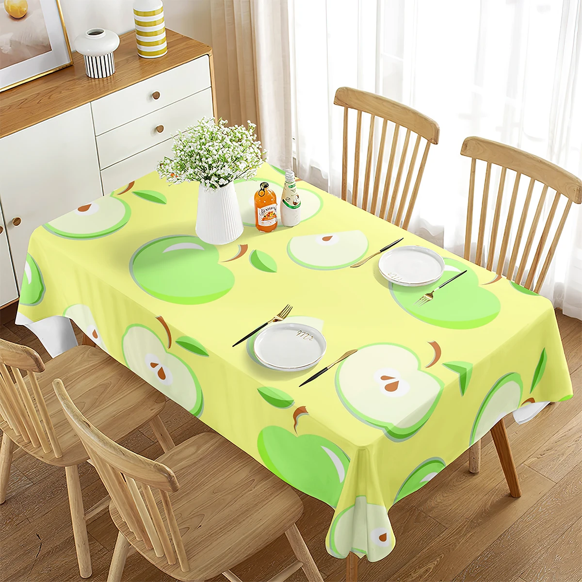 

Green Red Apple Tablecloth Fresh Fruits Rectangular Table Cover for Party Festival Kitchen Living Room Dining Room Decoration