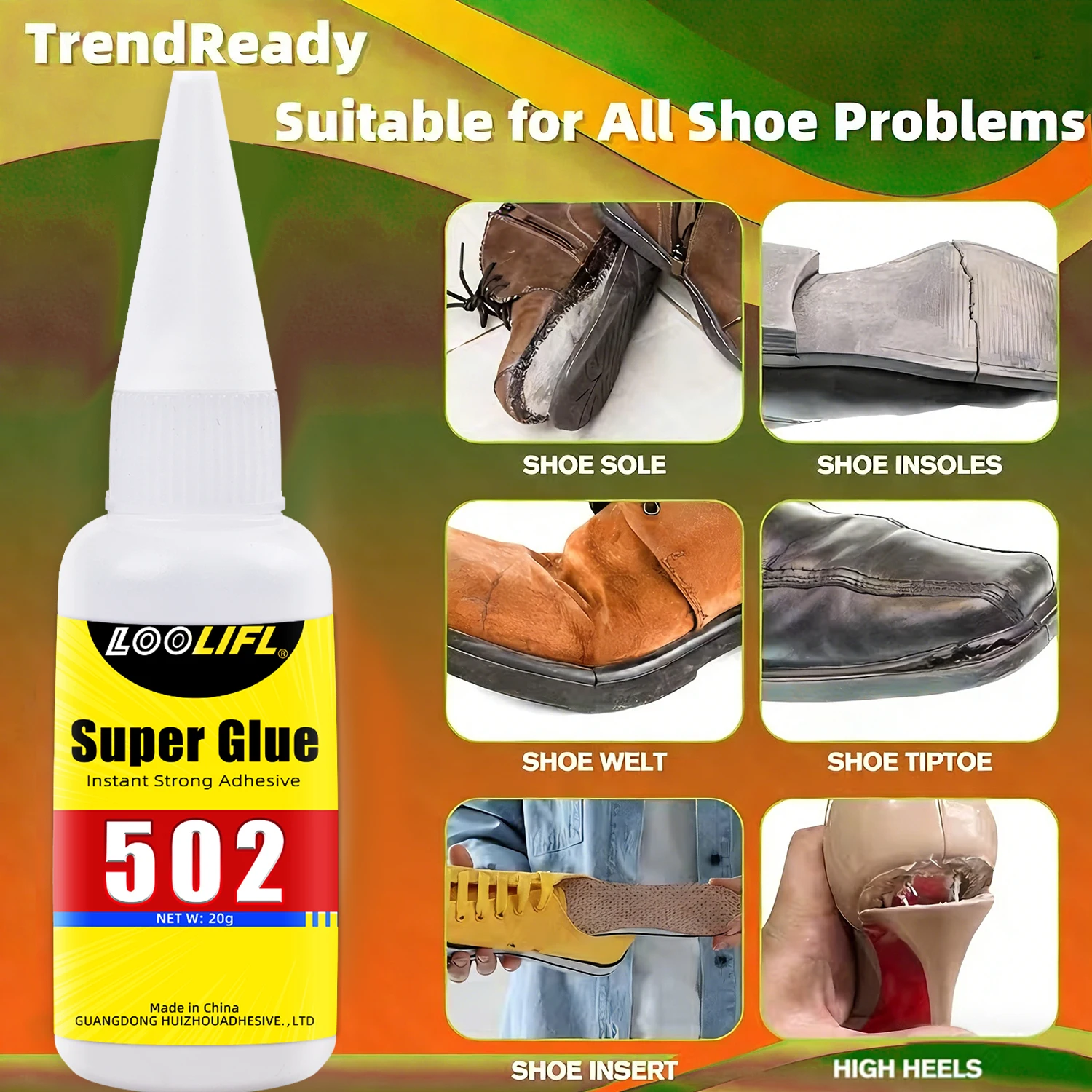 

Супер универсальный клей LOOLIFL 502, мгновенное склеивание, водонепроницаемый, подходит для металла, пластика, керамики, резины, кожи и т. д.