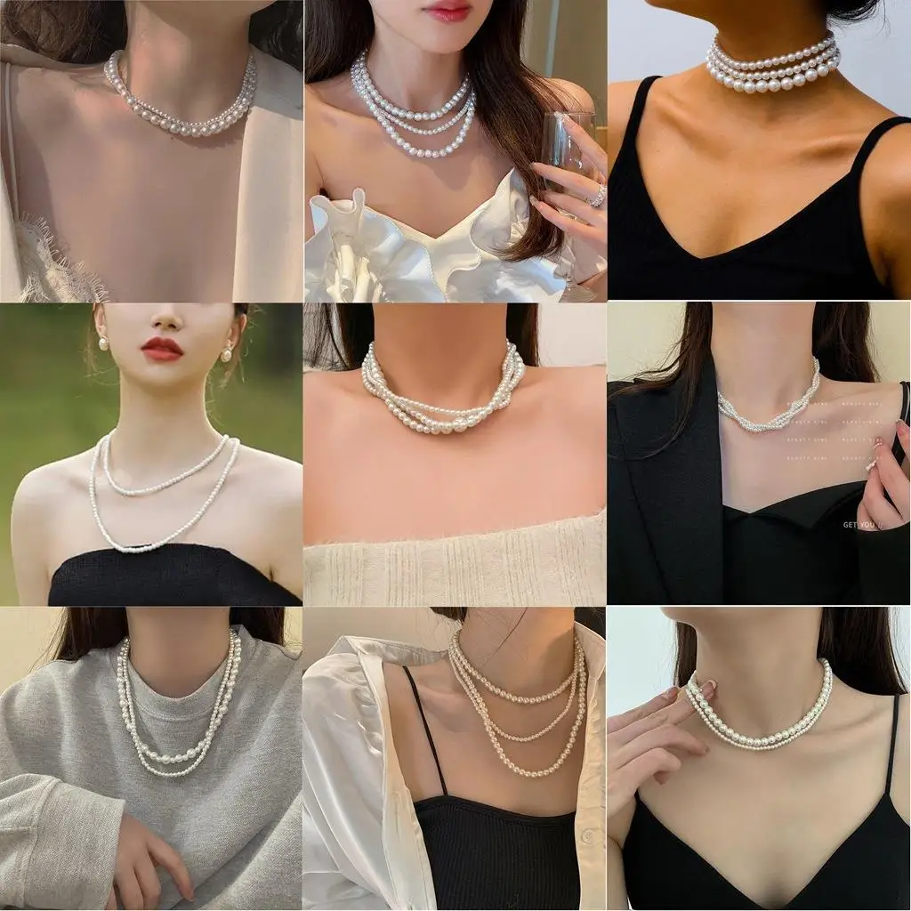 

Faionable n Multi-Layer Pearl Nelace Street Sle ular Cross-Border Jewelry Accory for Men Autumn Season