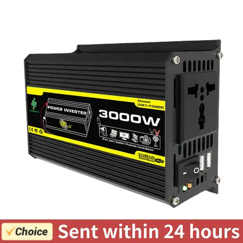 Convertidor de potencia de cc 12V a CA 110/220V, USB Dual inversor inteligente de vehículo, inversor de potencia Digital de 3000W, fusible incorporado para caravana RV
