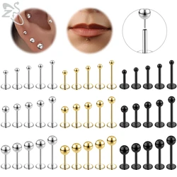 ZS 6 unids/lote estilo enchufable 16G/18G/20G Acero inoxidable Labret labio Piercing 5/6/7/8/10MM bola sin rosca cartílago hélice Piercings