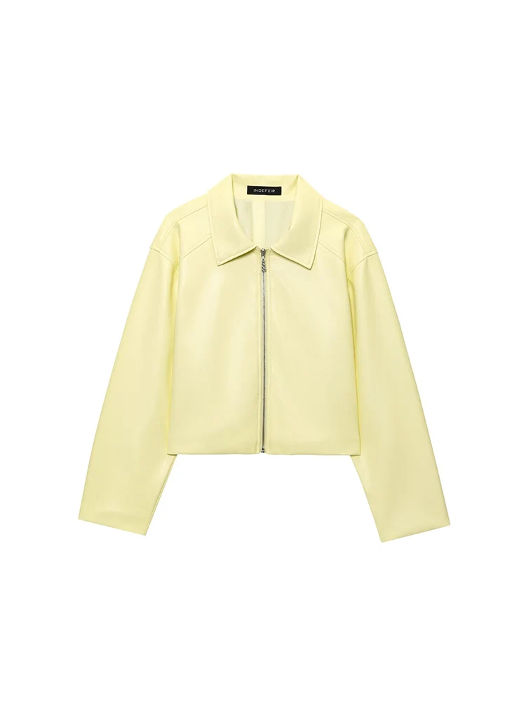 TFMLN Neue Damen-PU-Leder-Reißverschlussjacke, 2025, modisch, locker, langärmelig, Retro-Jacken, Mäntel, High Street Trend, kurze Oberbekleidung