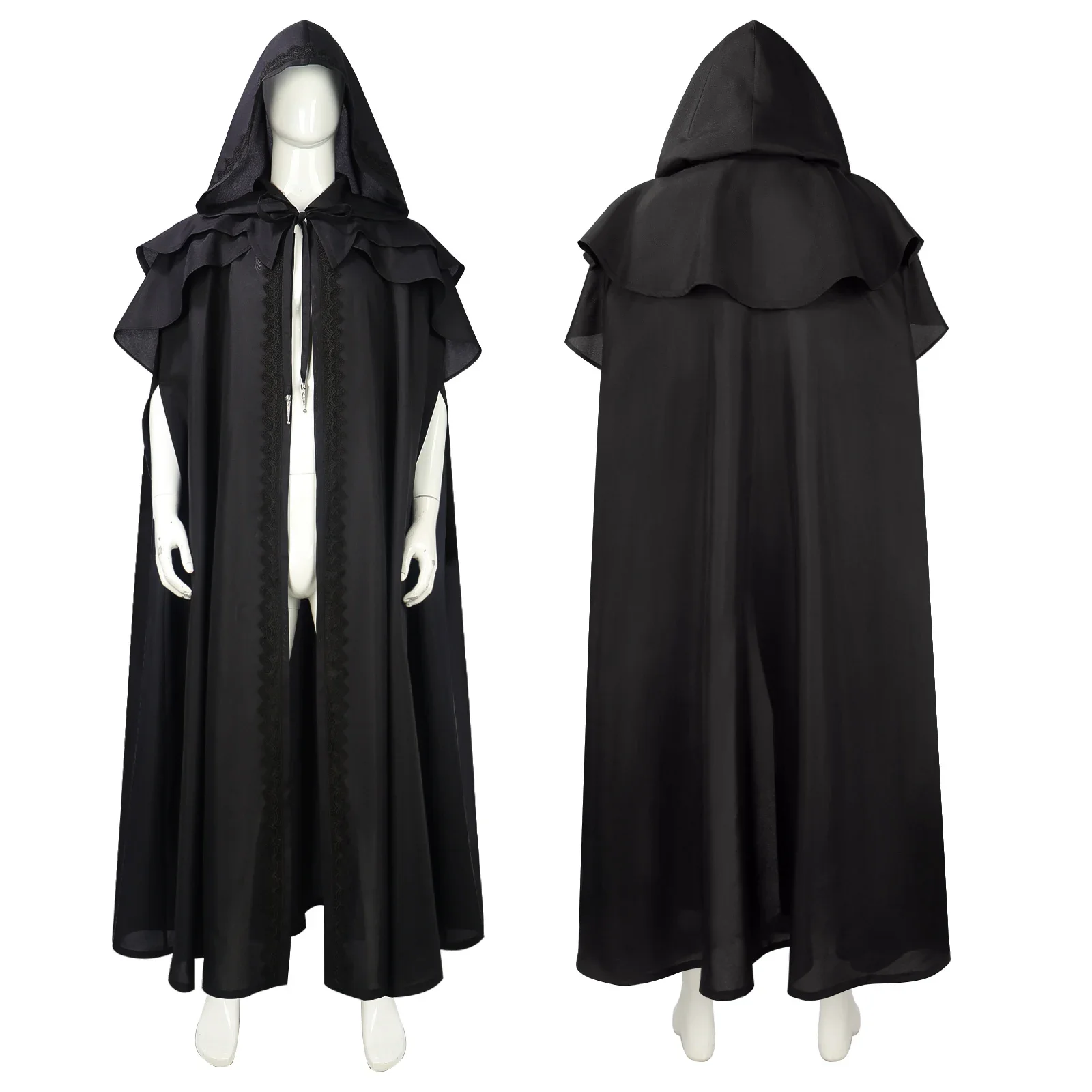الكبار القرون الوسطى القوطية الرجعية مقنعين عباءة أسود أخضر ريترو فارس القراصنة معالج تأثيري الجلباب هالوين كرنفال ملابس الحفلات
