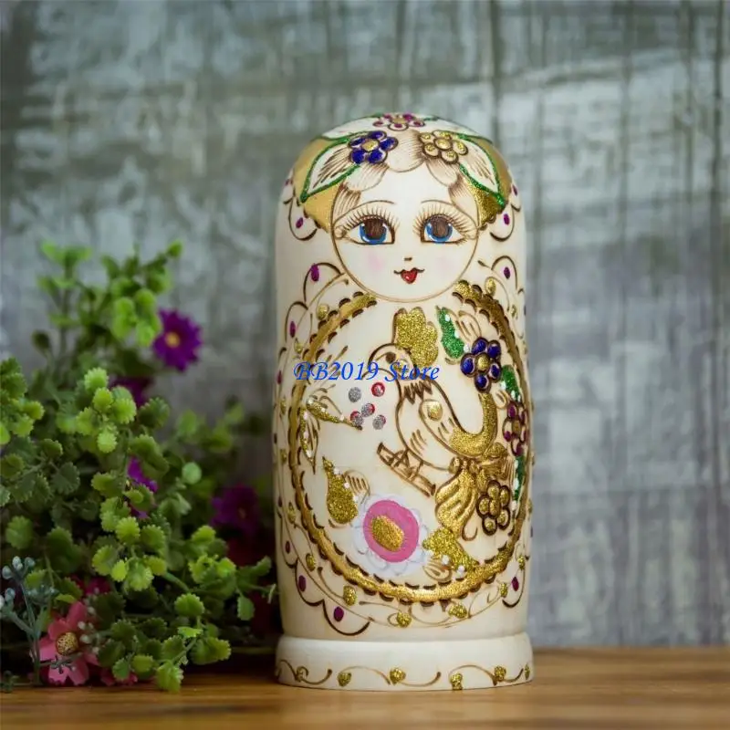 Q0KB Russische Nistpuppen 10 Teile handgemalte Spielzeug traditionelle matryoshka traditionelle russische Stapelpuppe