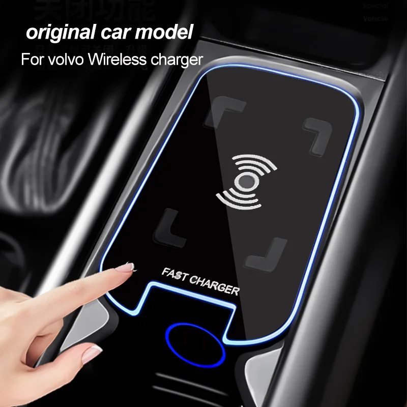 Car Wireless Charging Board For Volvo 15W XC60 S60 V60 XC90 S90 V90 Cigarette Lighter Mobile Phone Fast Charger QI