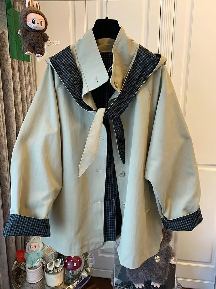 

SuperAen 2025 New Women's Korean-style Hooded Single-breasted Fashion Mid-length Jackets