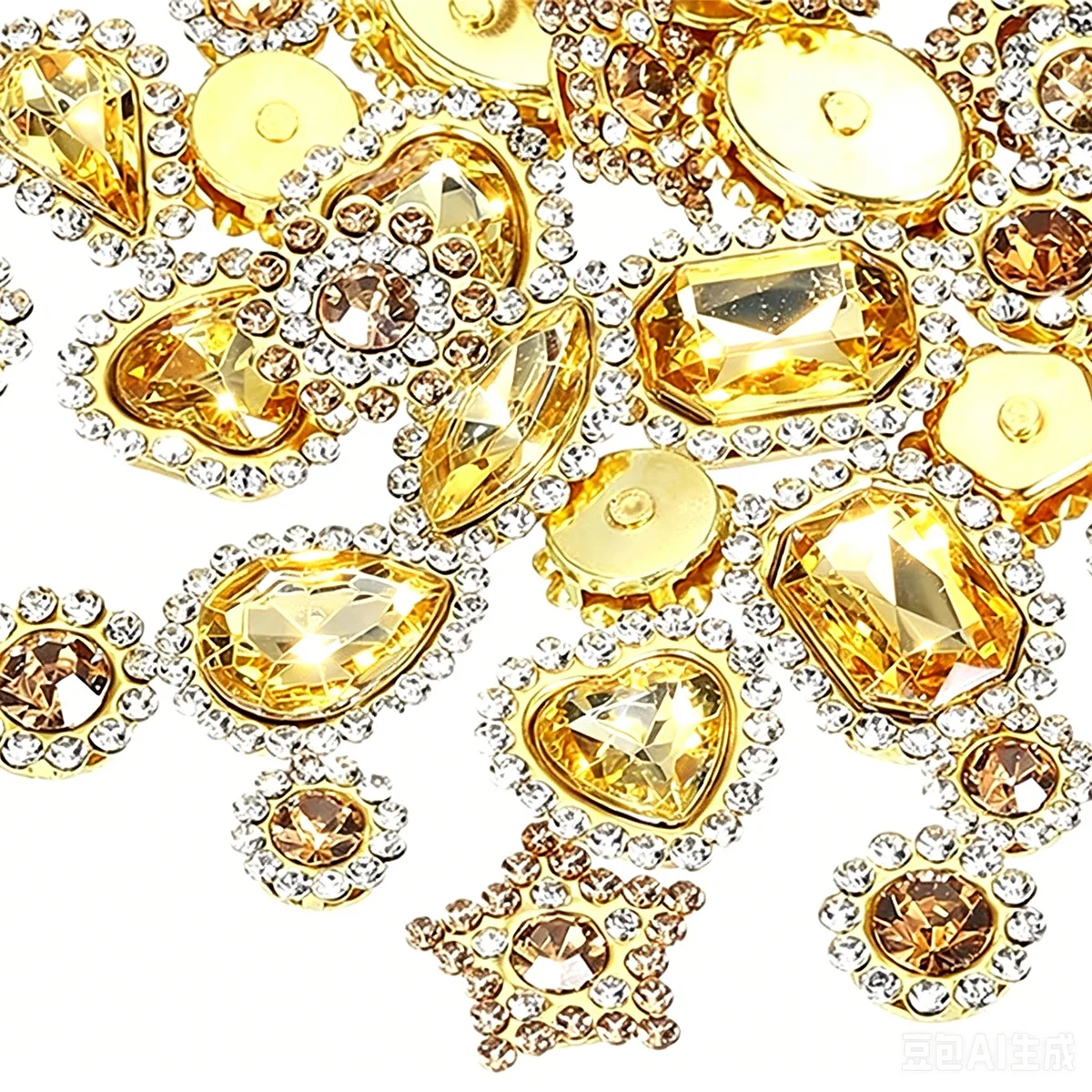 150 Stück vergoldete schwarze Kristall-Strass-Applikationen zum Aufnähen, glitzernde Legierungs-Dekorationsknöpfe für Kleidung und Accessoires – Detail 6