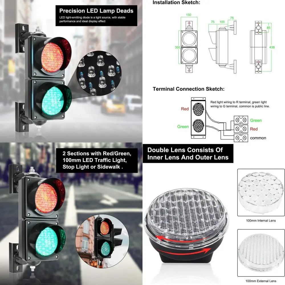 

100-миллиметровый (4-дюймовый) водонепроницаемый светодиодный светофор, DC9-36V, красный/зеленый сигнал «Стоп/Давай», промышленный индикатор с линзой типа «паутина»
