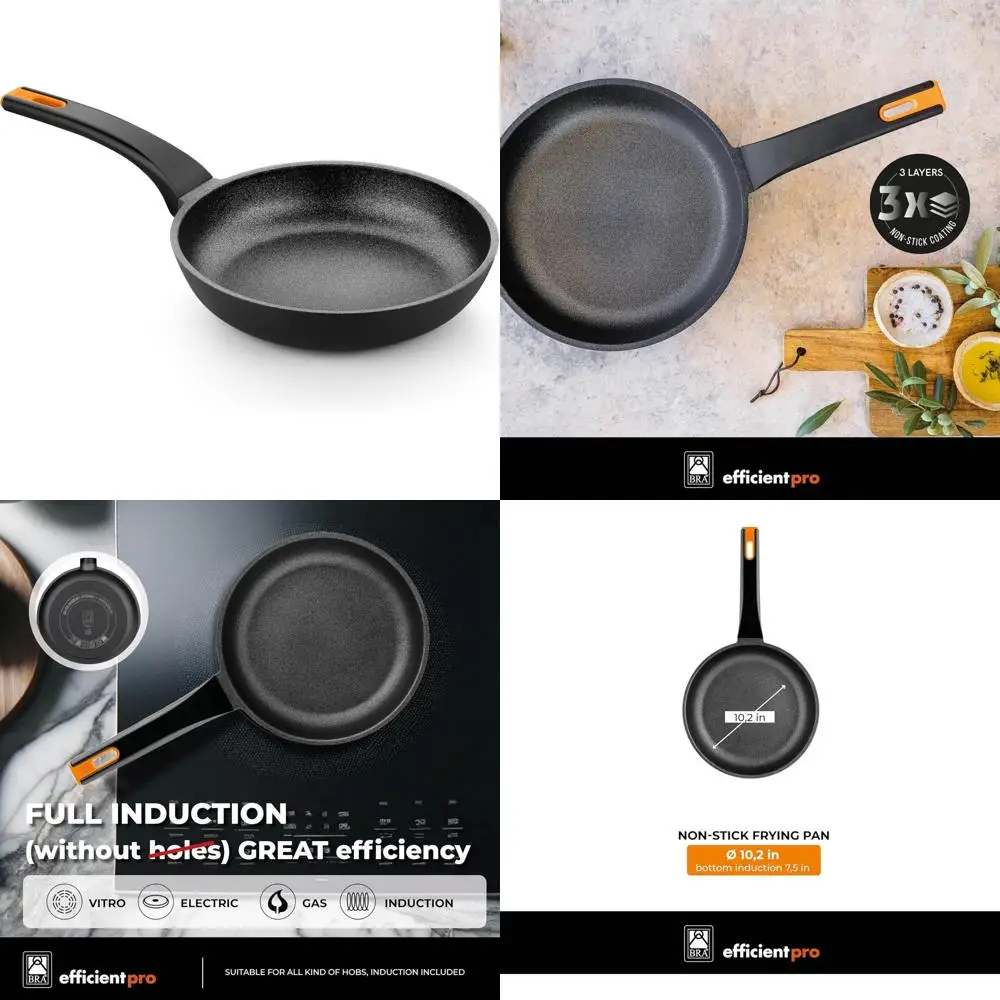 

Non-Stick 10.2-inch Cast Aluminum Frying Pan - Efficient Pro Cookware, All Heat Source Compatible, Profile Plus for Enhanced Coo