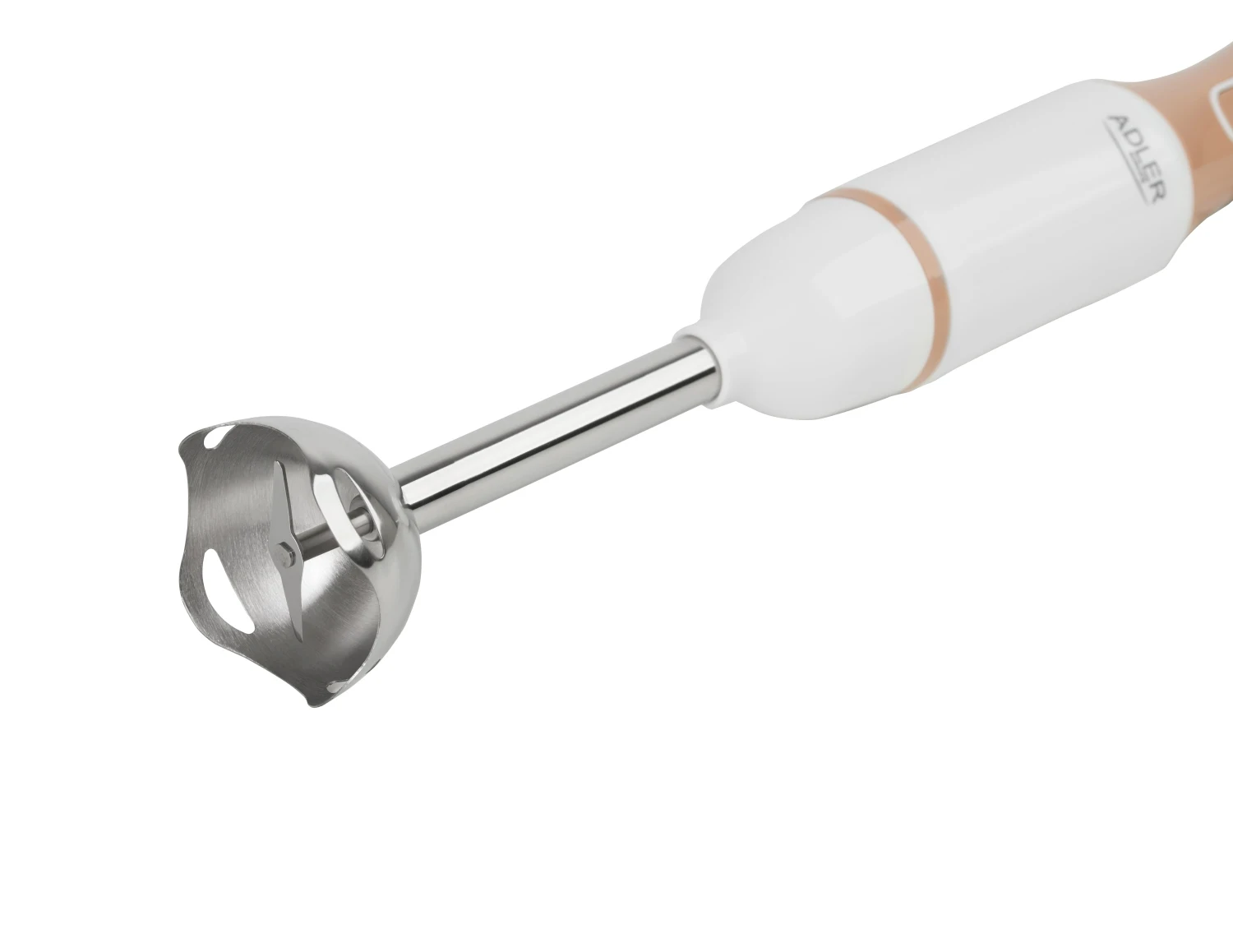 Immagine 7: Frullatore manuale da 500 W, acciaio inossidabile a 2 velocità, design elegante in oro bianco, perfetto per mousse e zuppe di panna