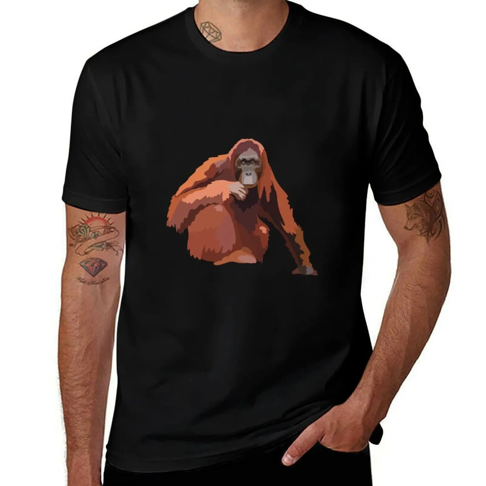 

B is for Bornean Orangutan, Bornean Orangutan – Endangered Great Ape from Borneo Jungle T-Shirt topping Men's cotton t-shirt