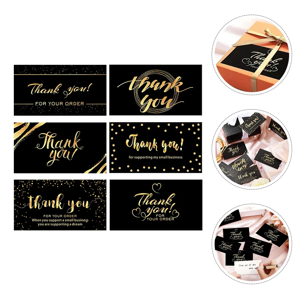 

300 Pcs Thank You Card Cards Blank Business Black Dark Green Gold Foiled Wedding