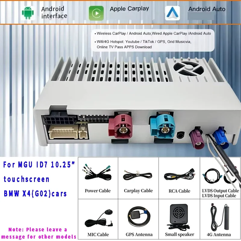 

Беспроводной адаптер Android Auto G02 для BMW X4 iD7 2026 Apple CarPlay, совместимый с 14-экранными приложениями Google и картинами