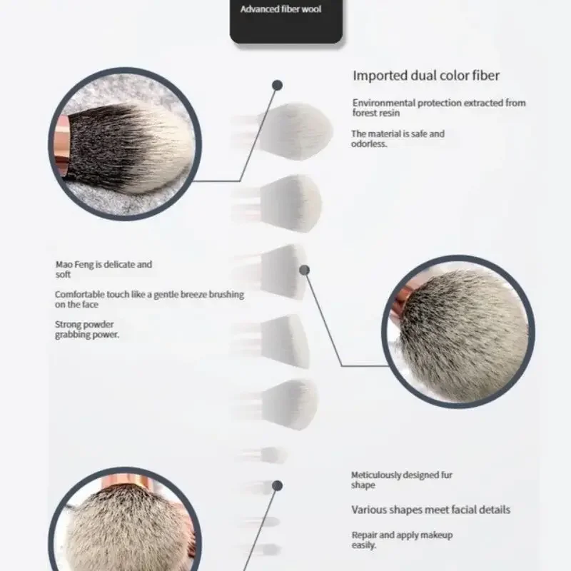 10 قطعة من فرش المكياج الرخامية الفاخرة الاصطناعية كابوكي الأساس مزج بودرة الوجه أحمر الخدود المخفي ظلال العيون فرش #4