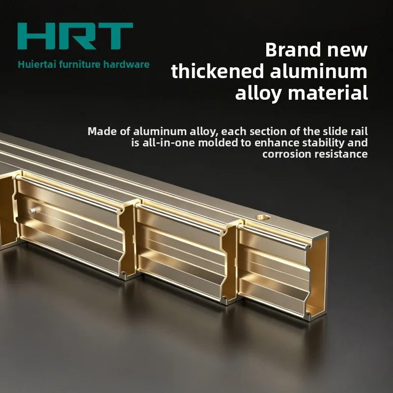 Concealed Multi Section Table Extension Drawer Slides Soft Close Damping Aluminum Alloy Hidden Furniture Rail Folding Dining