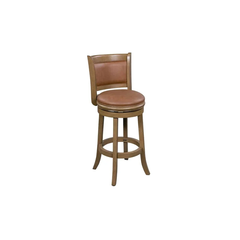 Augusta 26 Swivel Counter Stool Faux Leather and Rubberwood Kitchen Bar Stool with Footrest Contoured Back Dining Room