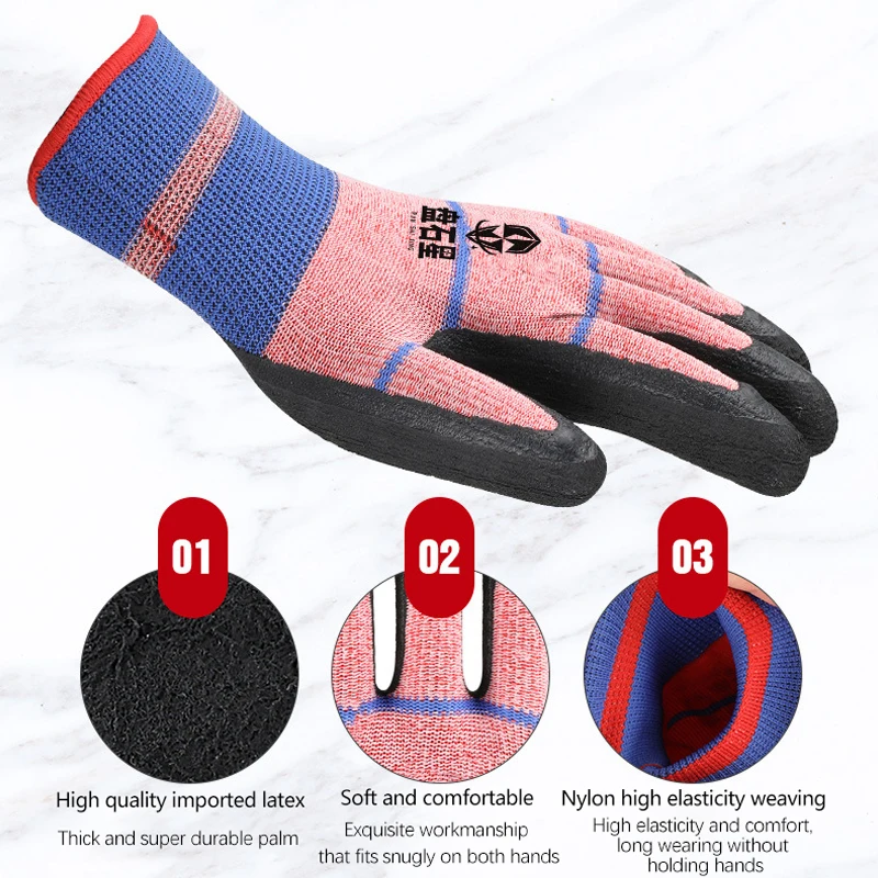 Gants en latex résistants à l'usure, gants de travail non alds, protection d'atelier de réparation automobile, gants de protection du travail, 1 paire