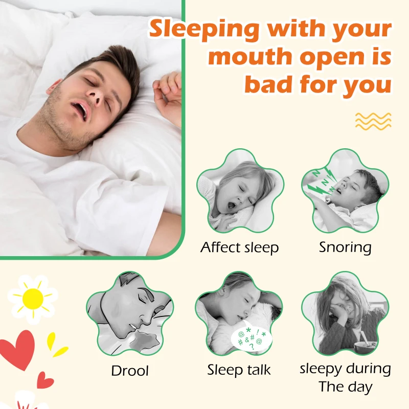 30Pcs Closed Mouth Sticker Anti Snoring Night Mouth Breathing Sticker Sleep Stop Snoring Sticker Improve Open Mouth Health Care