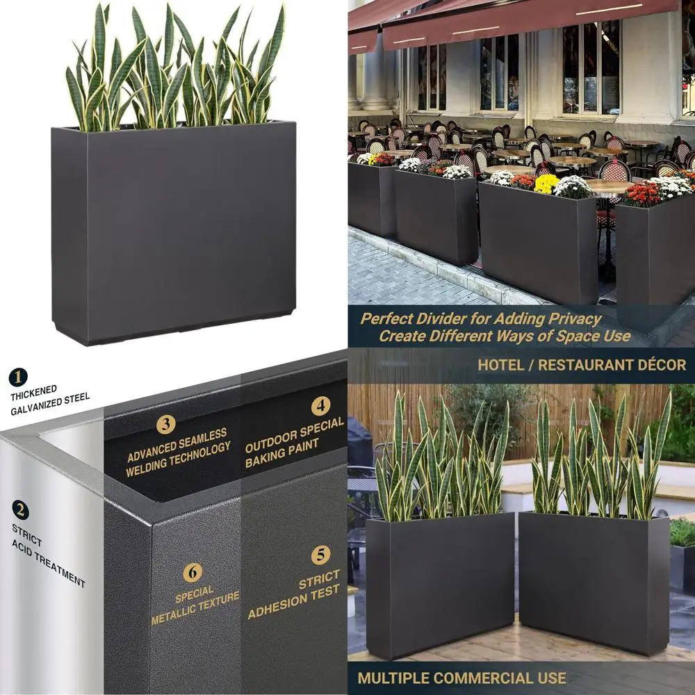 

Высокий металлический ящик для цветов на открытом воздухе с перегородкой, длина 38 x 10 шириной x 30 высотой, подходит для комнатных и наружных растений