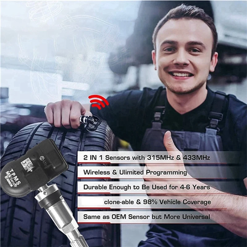 10Pcs TPMS Tire Pressure Sensor Programmable For Autel Tool TS408 TS508 ITS600 315MHZ+433Mhz 2 In 1 MX Sensor Monitor