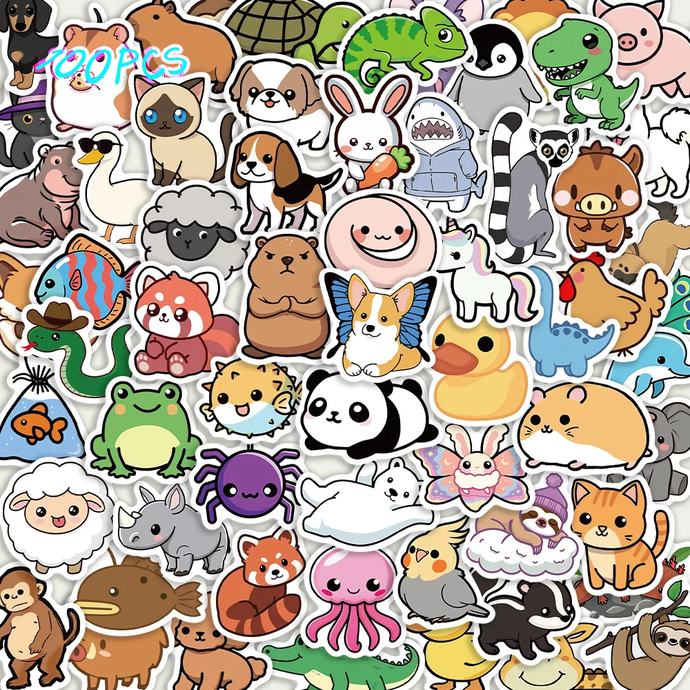 

100 cute animal cartoon stickers DIY decoration luggage guitar notebook creative fun stickers