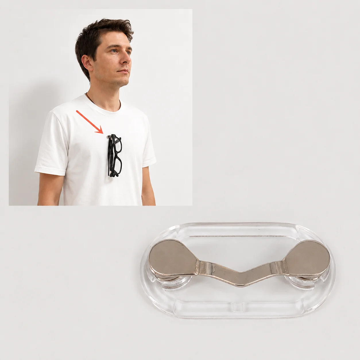Magnetic Eyeglass Holder Clothing Clip Hanger for Meta Rayban Oakley Rokid Rayneo Xreal Viture Inmo Even AI AR Smart Glasses