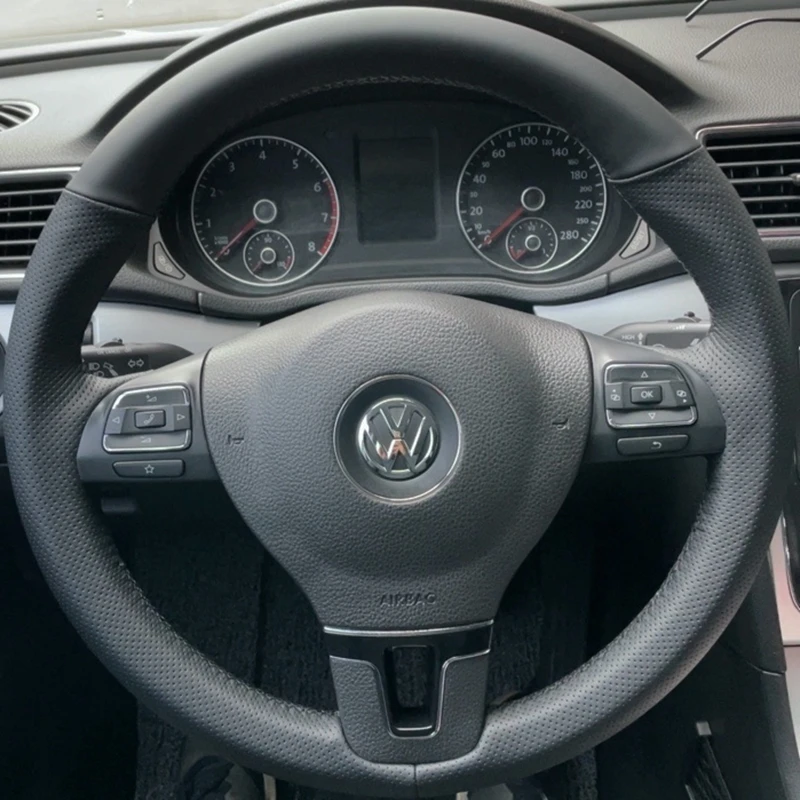 

Car Steering Wheel Cover For Volkswagen VW Gol Tiguan Passat B7 Passat CC Tour Black DIY Artificial Leather Car Accessories