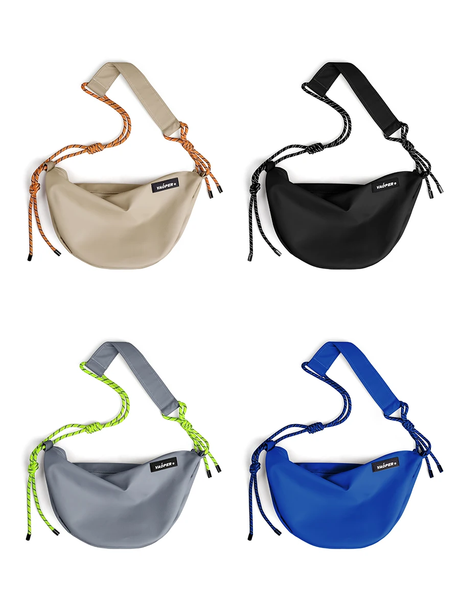 Vaoper Large Capacity Dumpling Shaped Crossbody Bag for Men And Women Commuter Shoulder Bag Casual Leisure Polyester Material