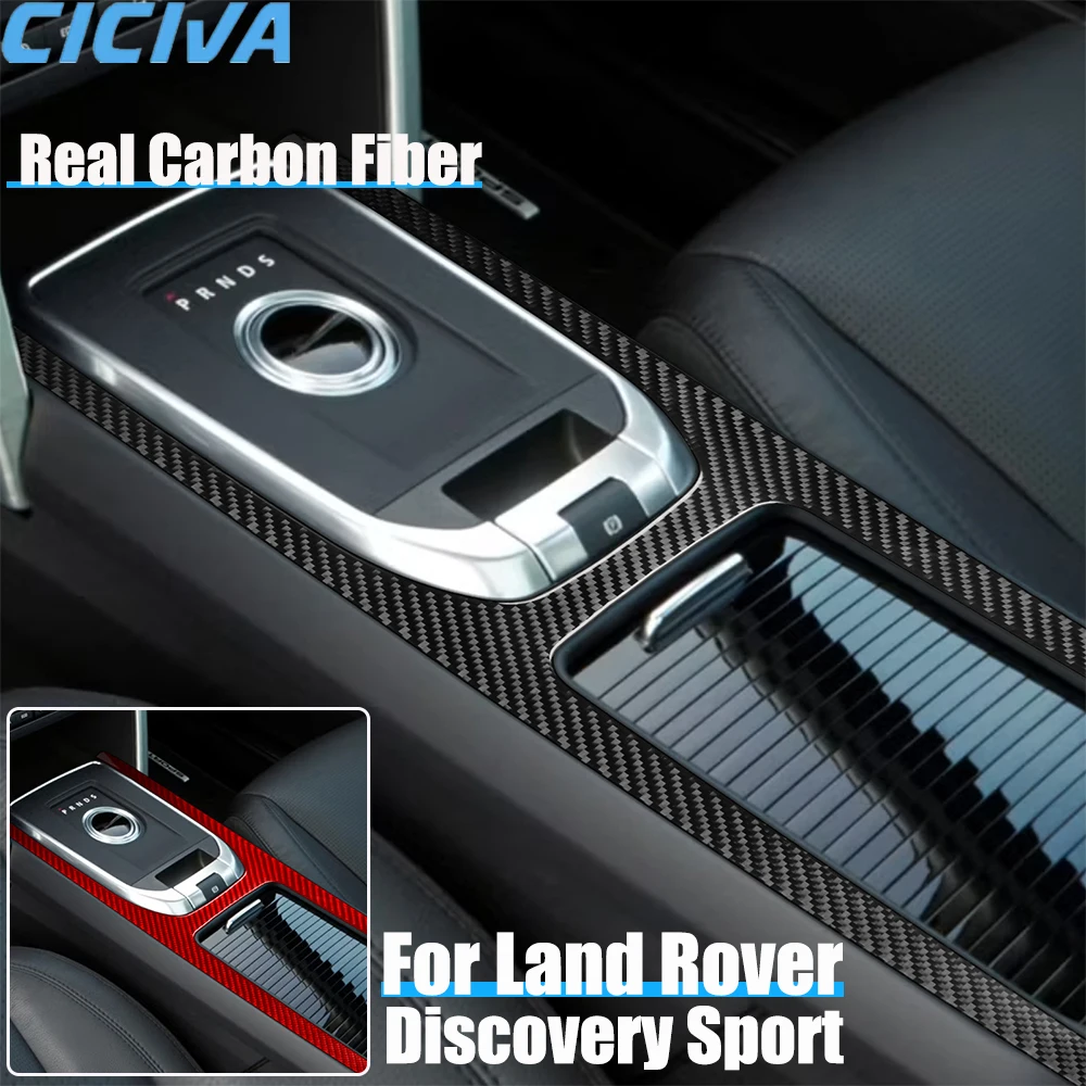 Carbon Fiber Car Accessories Center Gear Storage Frame Trim Cover Soft Sticker For Land Rover Discovery Sport L550 2015-2019