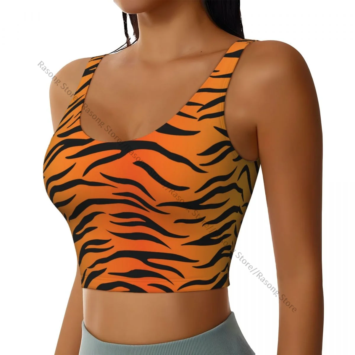 

Women Sexy Sports Vest Tiger Skin Pattern Female Streetwear Sport Lingerie Tee Crop Top