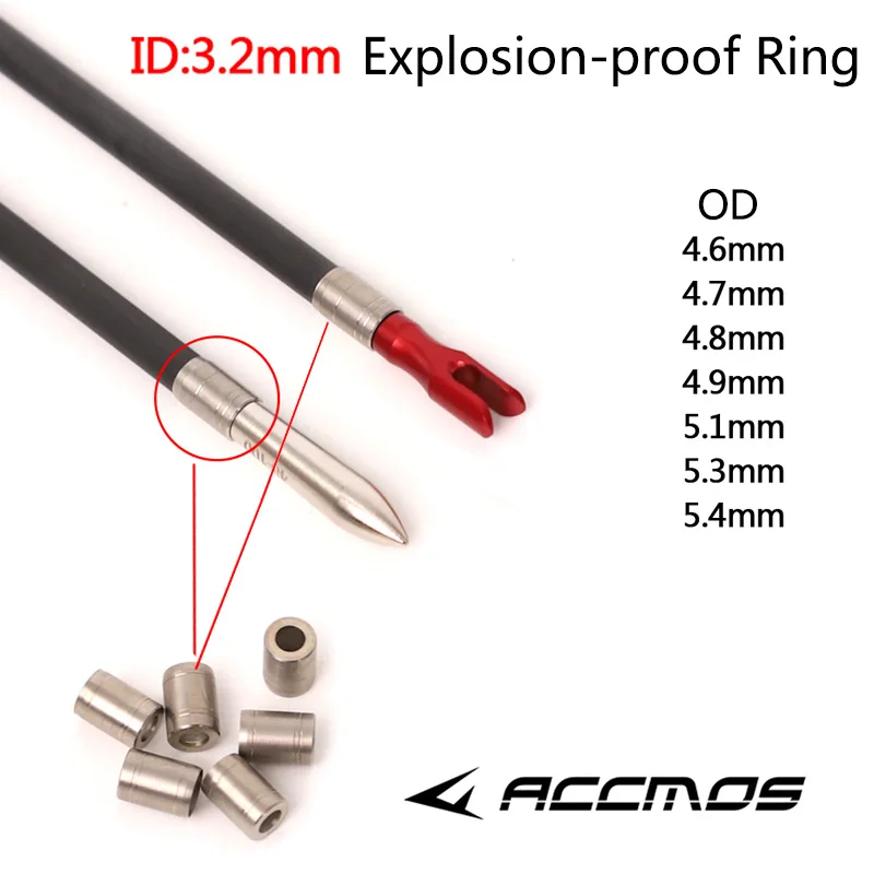 12pcs ID 3.2mm Archery Explosion-proof Ring Stainless Steel Arrow Collar DIY Hunting Shooting Accessories