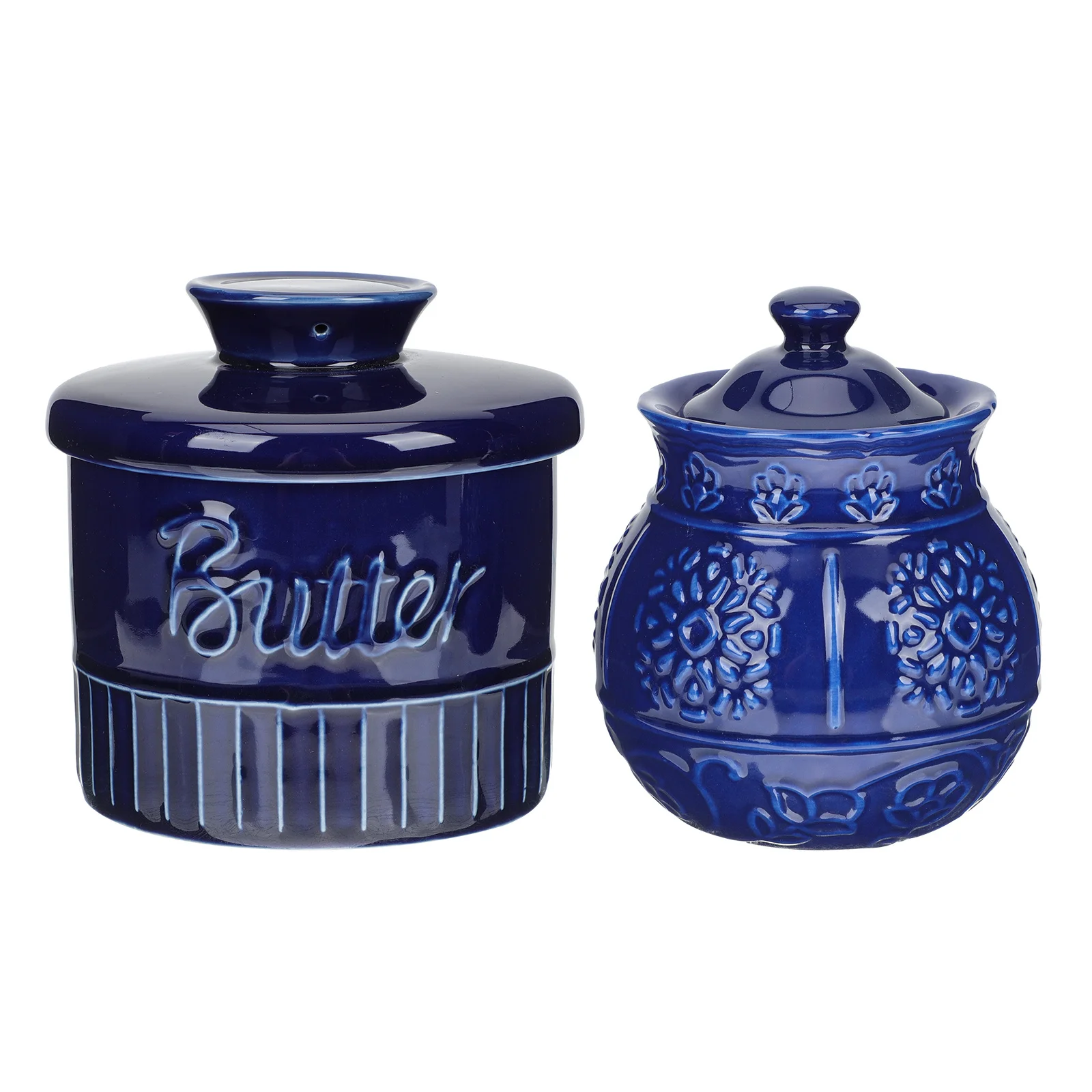 

2Pcs Ceramic Butter Storage Jar Set Retro Kitchen Butter Keeper Container Lid Design Keeps Food Fresh for Home Restaurant Hotel