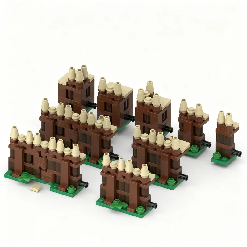 366-teiliges MOC Palisaden-Hof Erweiterungsset Mini Modulares Straßenlandschaftsmodell Bausteine Spielzeug Konstruktion Weihnachtsgeschenke für Kinder