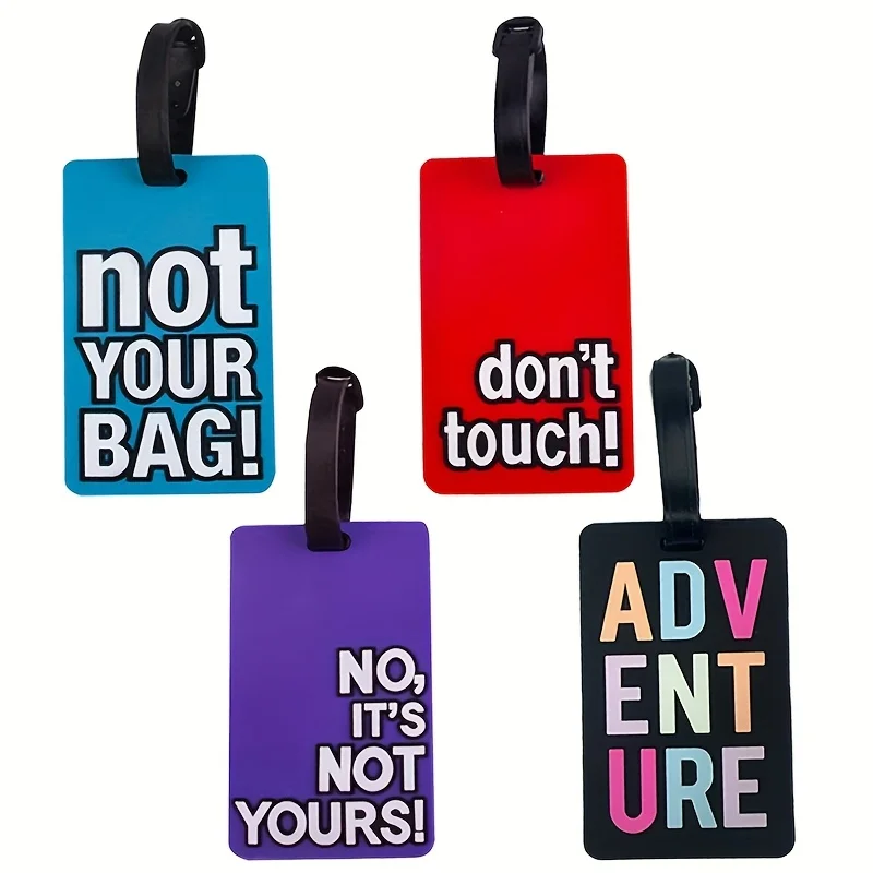 3pc Colored Letter Fashionable Luggage Tags Portable Durable Anti-Loss Boarding Pass Information Registration Identification Tag