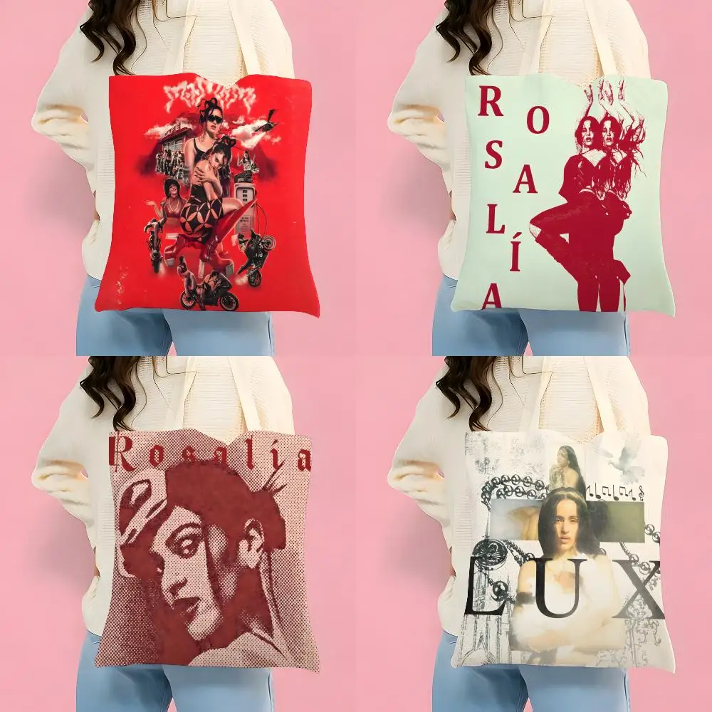 Nuevo bolso de mano de lona con estampado de doble cara, ecológico y reutilizable, con 3 bolsas de almacenamiento, de la cantante flamenca R-Rosalia Music Lux