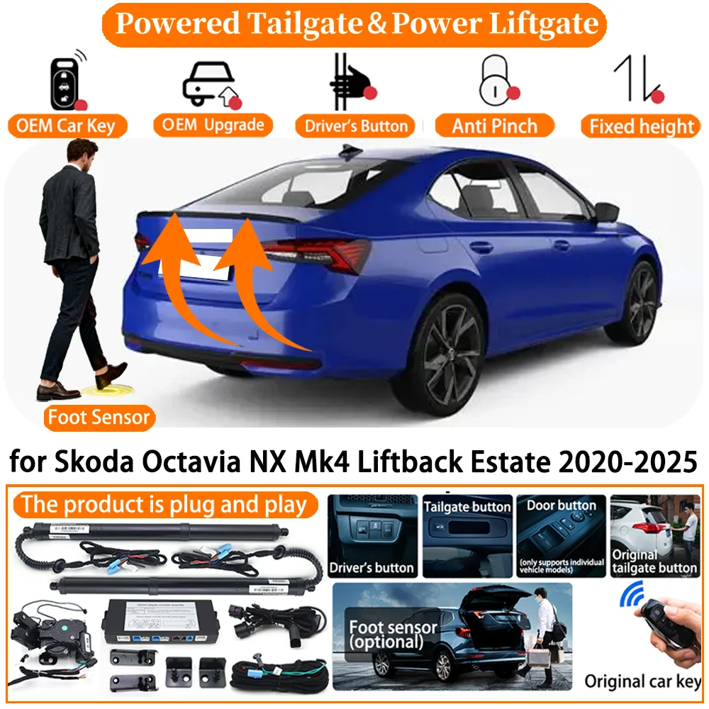 Car Smart Powered Tailgate system for Skoda Octavia NX Mk4 Liftback Estate 2020-2025 Automatic Electric Power Tailgate kit