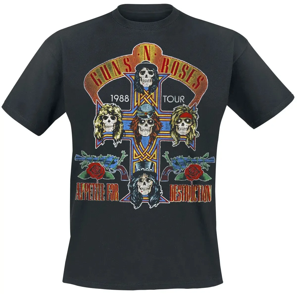 2026 Summer Guns N' Roses Graphic Band T-shirt Fashion Brand Tee Luxury Casual Vintage Retro Top Suitable for Both Men and Women