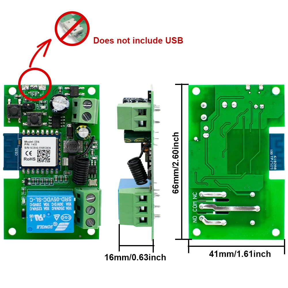WIFI Tuya Smart Garage Gate Interrupteur de moteur d’accès à la porte électrique, USB 5V DC 12V 24V 32V, Module de relais d’impulsions à 1 /4 canal, RF433 Télécommande