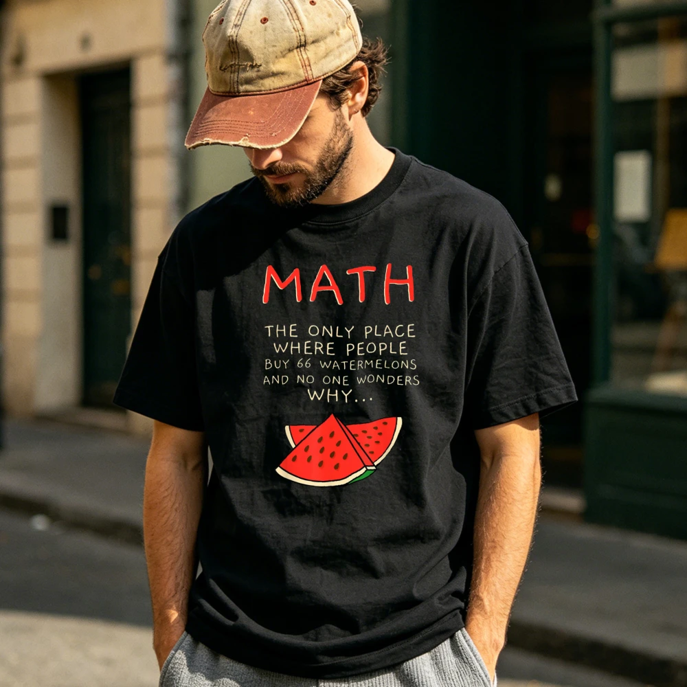 Math and Watermelons Mathematics Calculation Numbers T-Shirt Streetwear O-neck Short Sleeve Fashion Summer Clothes