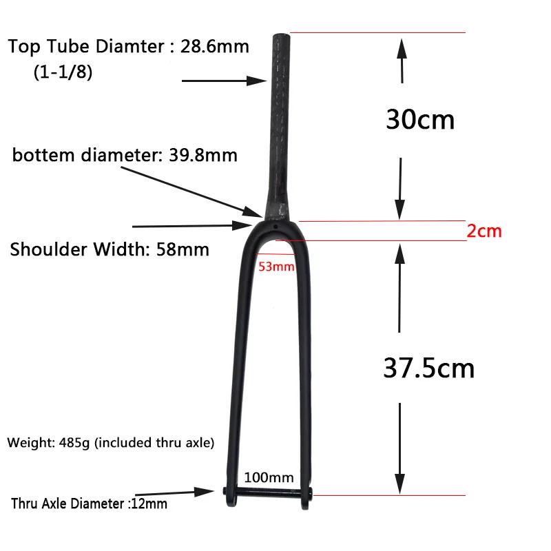 Cyclocross Bike Full Carbon Road Bike Fork 100mm Gravel Carbon 700C 1-1/8